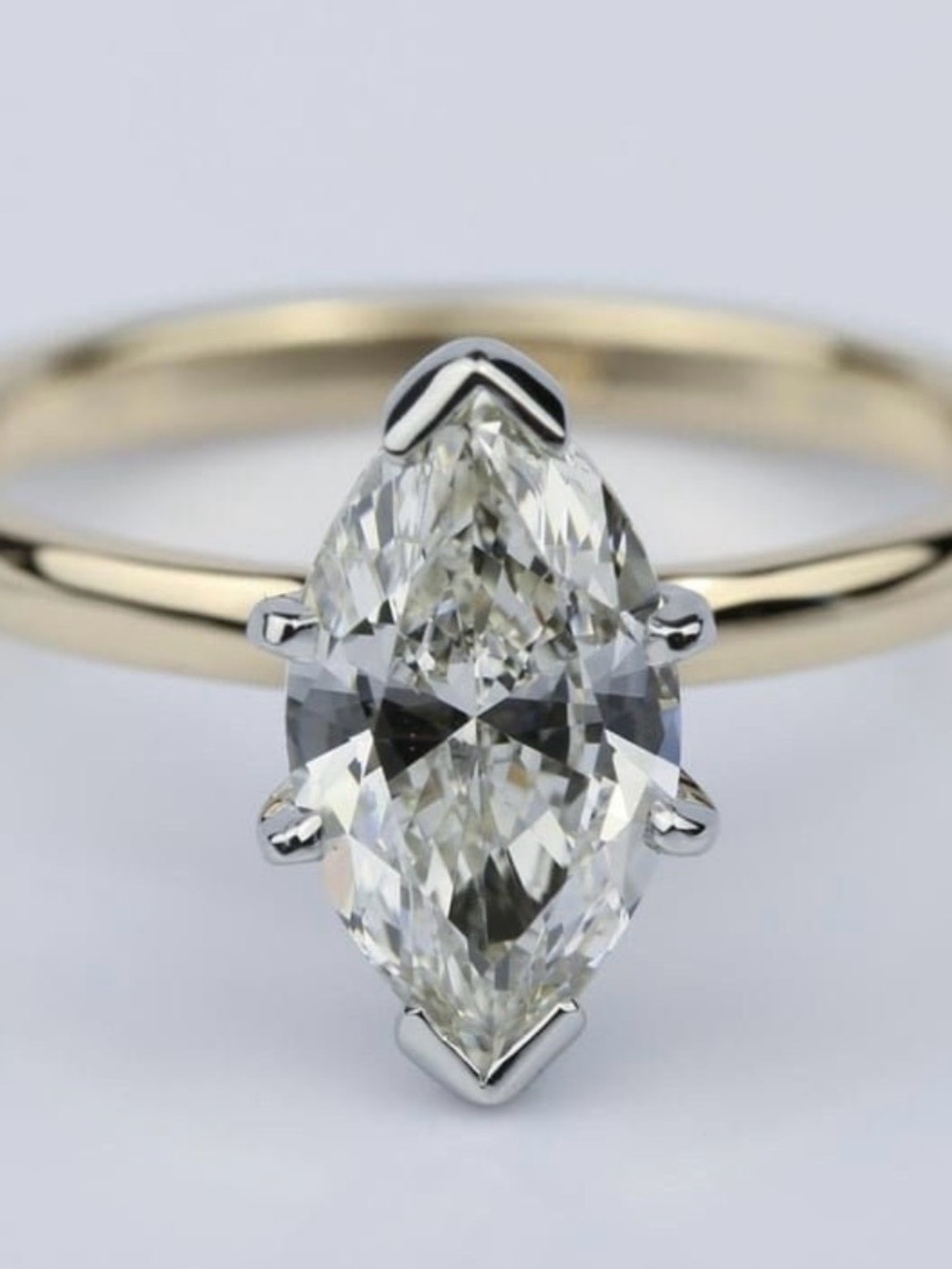 Marquise Diamond Solitaire Ring in Yellow Gold